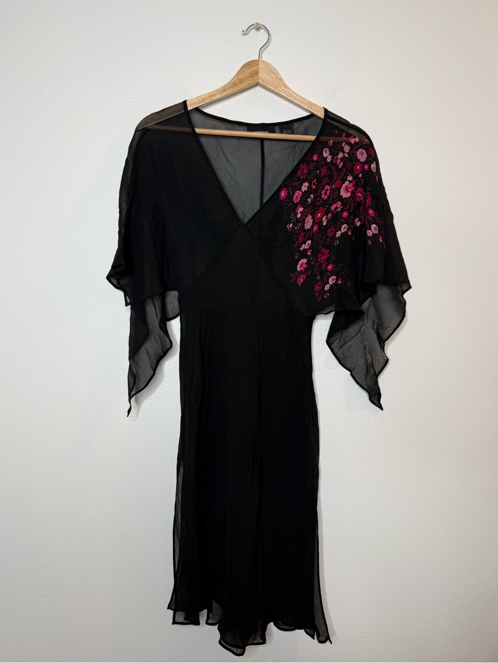 Vintage Express Whimsigoth Fairy Gothic Witch Silk Drapey Tunic floral small